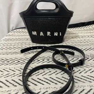 Marni Black Woven Tote Bag